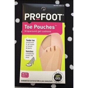 Profoot Toe Pouches for Pain Relief Gel Cushions Tender Toe Protection Fits 6-10